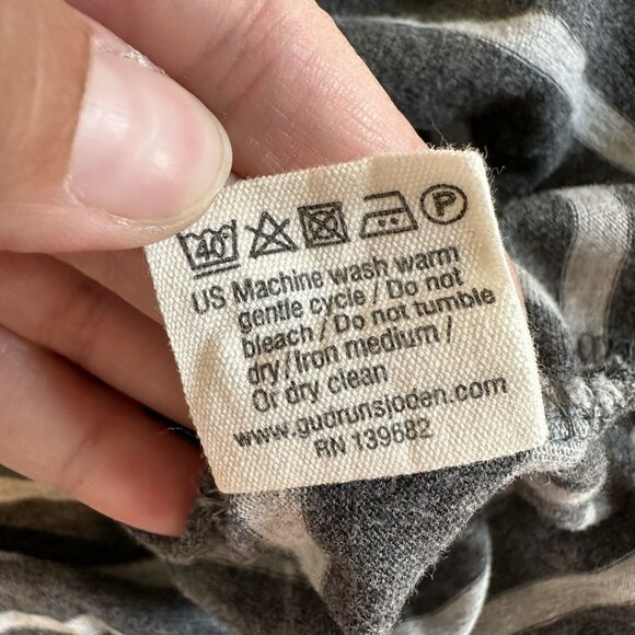 Gudrun Sjoden Dress Large Gray Stripe Organic Cotton Stretch Lagenlook Patch - Picture 7 of 10